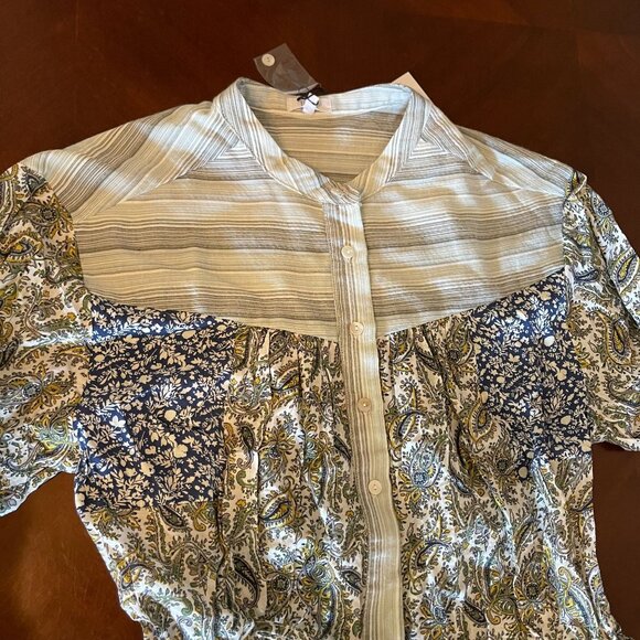 Lucca Womens Paisley  Floral Print Romper Button Front And Long Sleeves - Picture 9 of 11